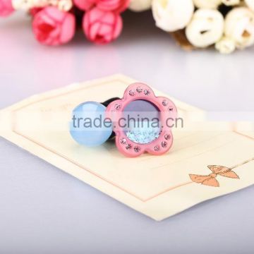 Beautiful ball beads ponytail holder glitter baby kids elastic hair rubber band diamante flower pattern hair tie