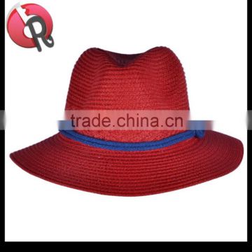 men & women red fedora straw hat