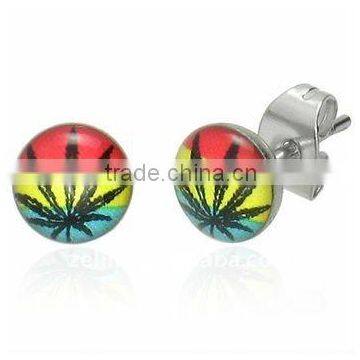 popular Jamaican Pot Leaf 316L Stainless Steel Earrings jewelry body piercing