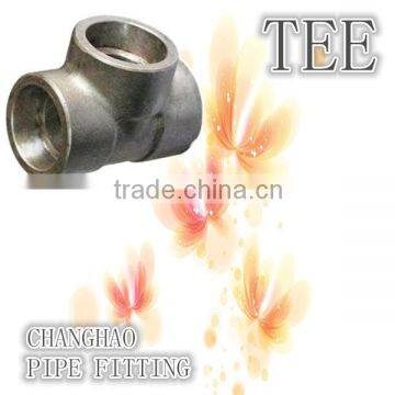 high quality carbon steel equal tee, socket welding tee fittings, threaded tee