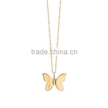 Fashion new design gold tone butterfly necklace for women