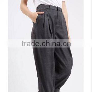 2015 Autumn Winter Fashion Casual Checked OL Wool Boutique Capri Pants