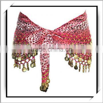 HOT! Leopard Grain Gold Coins Belly Dance Hip Wrap