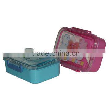 Transparent cover kids plastic lunch box with cutlery