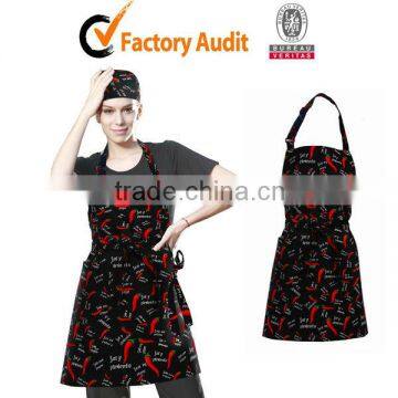 printed bib restaurant uniforms waiter and waitress aprons