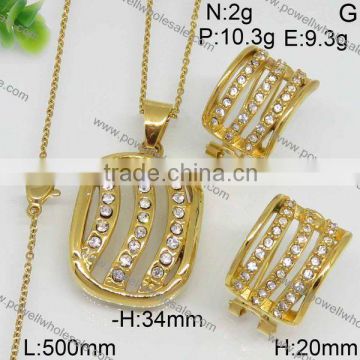 Hot deisgns wholesale american diamond jewelry gold plated jewelry set