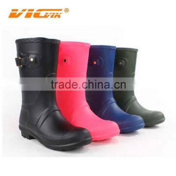 2015 buckle colourful clear pvc women cheap plastic rain boots