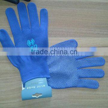 free shipping 13G polyester/cotton PVC dotted gloves