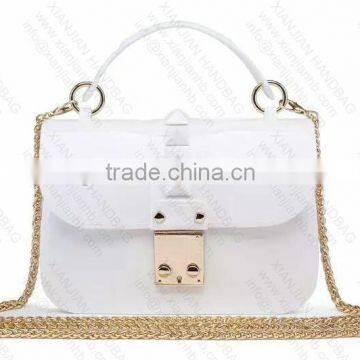 Women Rivet Chain Rubber Silicon HandBags Factory (BGJB016)