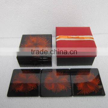 Set of 6 lacquer coasters with box from Vietnam high quality