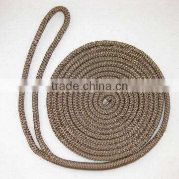 3/8" X 10' nylon double braid dockline - brown