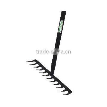 Black 12 Teeth Carbon Steel Bow Rake Talon Rake Farm Rake With Fiberglass Handle and Antislip Handle photo-3