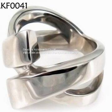 Mens Black Smooth Titanium Stainless Steel Biker Ring Silver photo-4