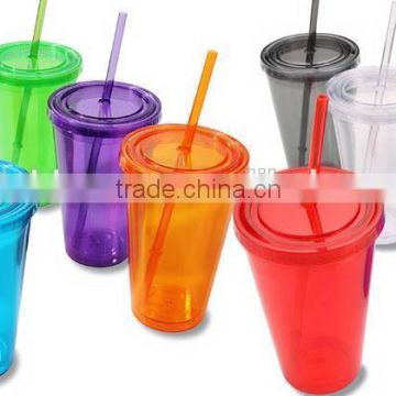 hard plastic cup with lid and straw