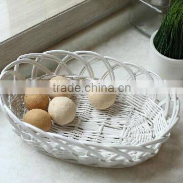 handmade oval white wicker bread tray dry fruit storage decoration tray