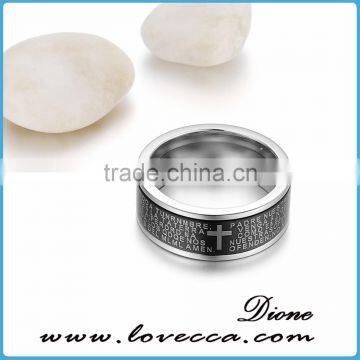 Top Quality Stainless Steel Black Ring Lord's Prayer With Cross photo-2