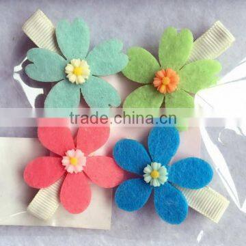 New Products 2017 Cheap Personalized Garden Flower no Slip Fabric Hair Clip Wool Felt Kids Hairpin for Baby Girls Gifts Boutique photo-2