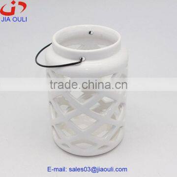 Hot sale home decoration ceramic hurricane lamp, candle holder candle lantern