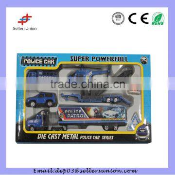 alloy policeman toys car set