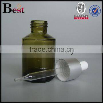 Hot Products Luxury Dark Green Glass Bottle Gold Aluminum Dropper Oblique Shoulder Essential Oil Glass Dropper Bottle Wholesale photo-3