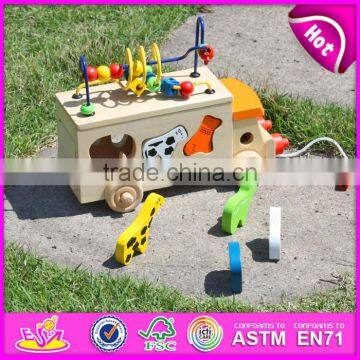 Многофункциональный деревянный тягой и толчком игрушка для детей 2015 года. Прекрасная деревянная тягой игрушка для детей. Популярный деревянный автомобиль для младенцев W05B074-A1 photo-3