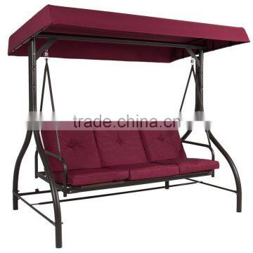 Customized Colors 3 Seats Red Swing Chair with cushion