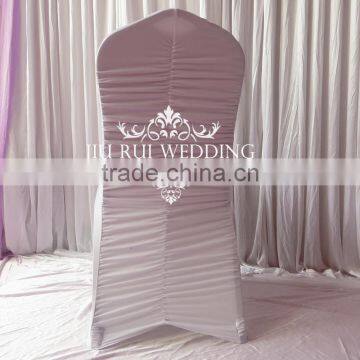 White Universal Ruched at Back Spandex Chair Cover Pleated Lycra Chair Cover for Wedding Decor photo-2