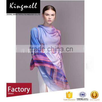 Custom Digital Printed Classic Women Scarf 100% Silk Scarf Factory China photo-3