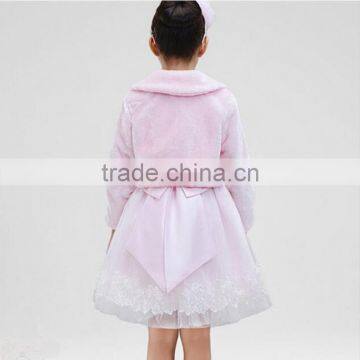 2016 Latest Girl Winter Frock Pink Cute Faux Fur Cape HSC9842 photo-3
