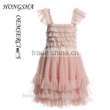 Blush Pink Ballroom Lace Tulle Dress Removable Overskirt Baby Girl Wedding Bridemaid Dress HSD7835 photo-6
