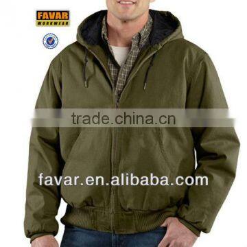 Mens Canvas Quilted Zipper Hooded Ripstop Active Bomber Jacket Winter Workwear