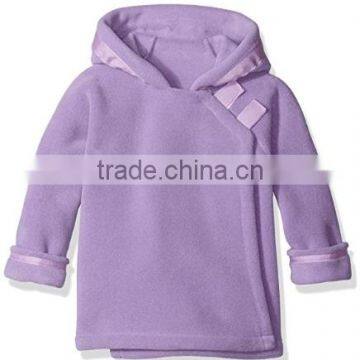 Little girls polar fleece warm plus hooded warp jacket with hook and loop close