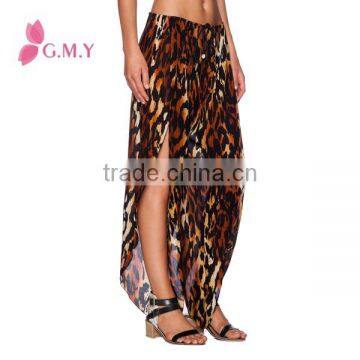 Chiffon Pants for Women Specil Cutting With Fork at Side Elastic Waist Bohemian Style Clothing Bulk Production photo-2