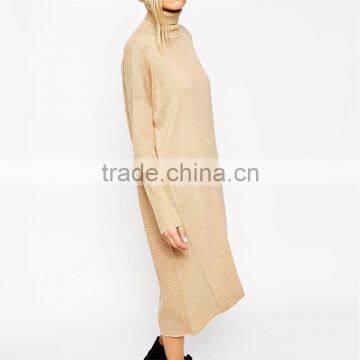 Ladies Autumn Midi Jumper Dress With Roll Neck Ladies' Long Dress photo-4