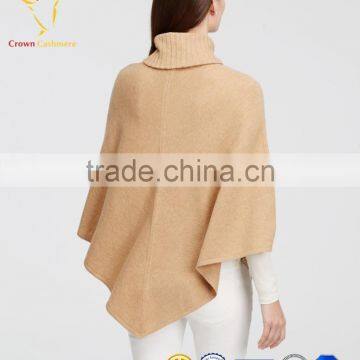 Turtleneck Cashmere Poncho 100% Cashmere Poncho Pullover Wrap photo-2
