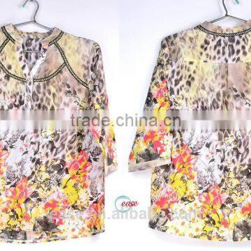 New Fashion Elegant Print & Embroidery Chiffon Ladies' Blouse photo-5
