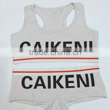 Custom Your Own Brand Logo Design Elastic Band Bra Bikini Lady Briefs Women 95%Cotton 5%Spandex Bralette Sport Crop Tank Top photo-6