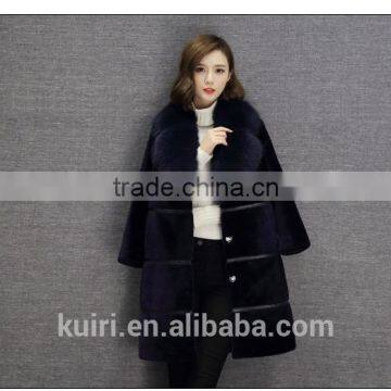 Women's Long Design Suit Collar Turn-down Collar Trench Cashmere Overcoat Fur One Piece Sheep Shearing Wool Outerwear photo-3
