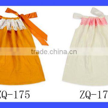 Plain Orange Breathable Cotton Sleeveless Baby Girl Fancy Pillowcase Dress New Model Skirt photo-6