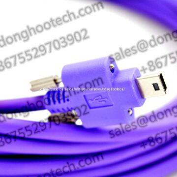 High Flex USB 2.0 Cable A Plug to Mini B Plug with Thumbscrew Lock For Machine Vision Camera