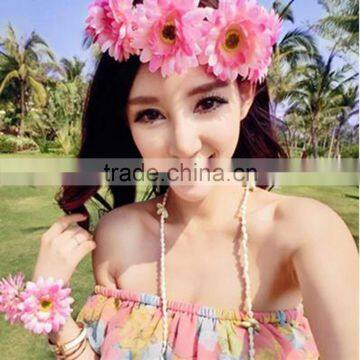 Wholesale Artifical Flora Bridal Headband Sunflower Head Wreath