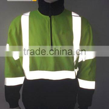 Contrast Safety Sweatshirt With Reflective Tape and Zipper photo-3