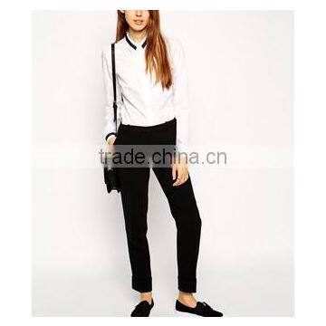 ladies Long Sleeved formal Shirt With Contrast Collar