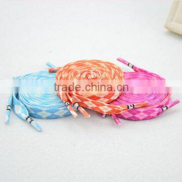 Wholesale wide flat round head colorful brick shoelace color rainbow white lace length customized