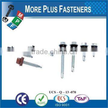 Taiwan #12-14 x 2" Hex - Unslotted Hex Washer Head Epoxy #3 410 Stainless Steel Bonded Sealing Washer Self-Drilling Screw