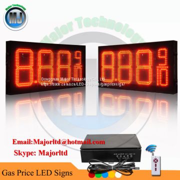 High Brightness 10inch Red Outdoor Waterproof Remote Control LED Gas Price Sign