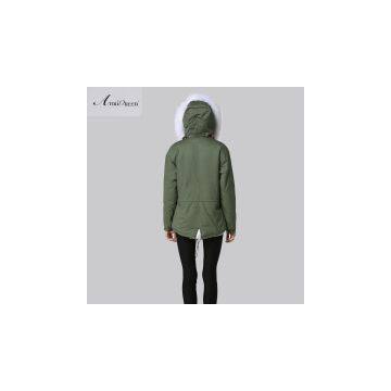 Wholesale Good Quality Army Green Cotton Shell Winter Jacket for Women photo-3