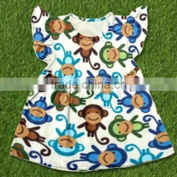 Wholesale baby Girls Dresses Colorful monkey ruffles Kids Clothes