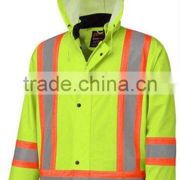 PU STRETCH HI-VIZ FLAME RESISTANT RAIN JACKET