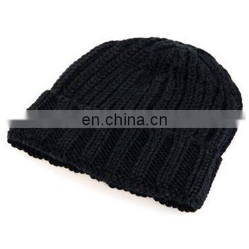 blank black mens custom winter knitted hat supplier